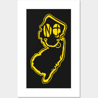 NJ Eyes New Jersey Grunge Smiling Face Yellow Posters and Art